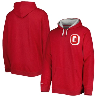 Mitchell & Ness Men's  Scarlet Ohio State Buckeyes Classic French Terry Pullover Hoodie