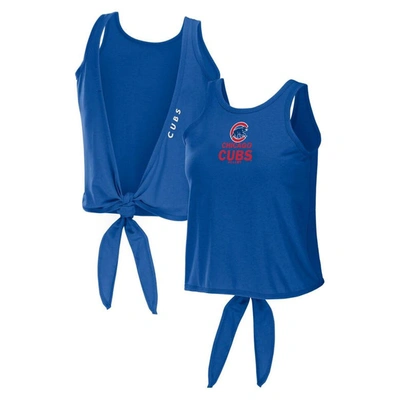 Wear By Erin Andrews Royal Chicago Cubs Open Back Twist Tie Tank Top