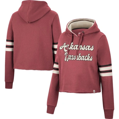 Colosseum Cardinal Arkansas Razorbacks Retro Cropped Pullover Hoodie