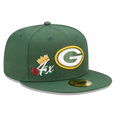 New Era Green Green Bay Packers Crown 4x Super Bowl Champions 59fifty Fitted Hat