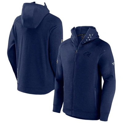 Fanatics Branded Heather Navy Columbus Blue Jackets Authentic Pro Road Tech Full-zip Hoodie Jacket
