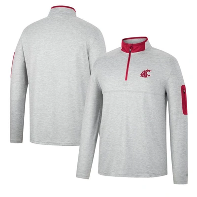 Colosseum Men's  Heathered Gray, Crimson Washington State Cougars Country Club Windshirt Quarter-zip In Heathered Gray,crimson