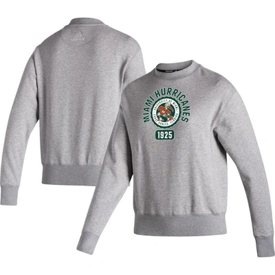 Adidas Originals Adidas Heathered Gray Miami Hurricanes Vintage Circle Pullover Sweatshirt