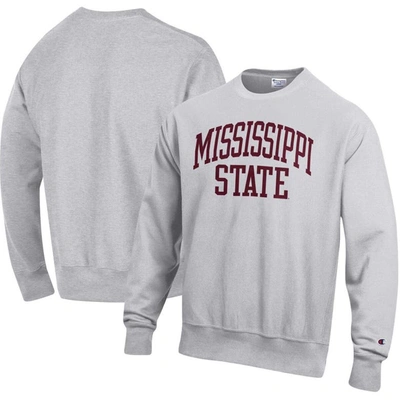Champion Heathered Grey Mississippi State Bulldogs Arch Reverse Weave Pullover Sweatshirt