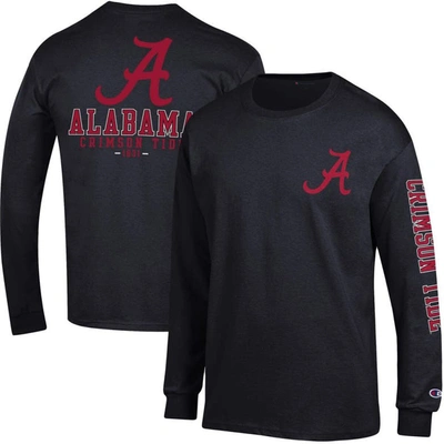 Champion Black Alabama Crimson Tide Team Stack 3-hit Long Sleeve T-shirt