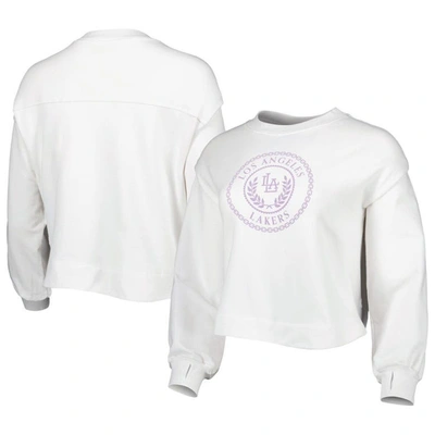 Lusso White Los Angeles Lakers Lola Ball And Chain Pullover Sweatshirt