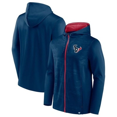 Fanatics Branded Navy/red Houston Texans Ball Carrier Full-zip Hoodie In Navy,red