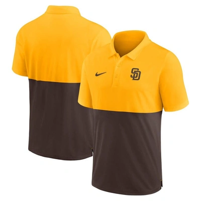 Nike Men's  Gold, Brown San Diego Padres Team Baseline Striped Performance Polo Shirt In Gold,brown