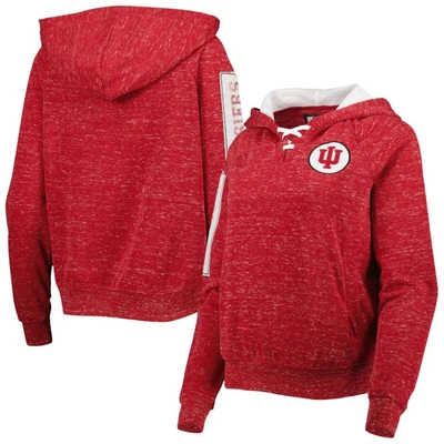 Colosseum Crimson Indiana Hoosiers The Devil Speckle Lace-placket Raglan Pullover Hoodie