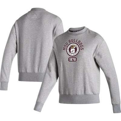 Adidas Originals Adidas Heathered Gray Mississippi State Bulldogs Vintage Circle Pullover Sweatshirt