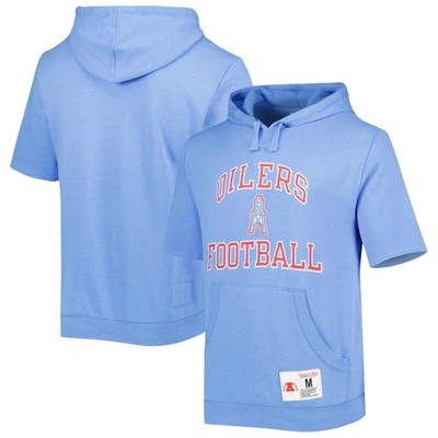 Mitchell & Ness Blue Houston Oilers Washed Short Sleeve Pullover Hoodie