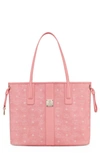 Mcm Small Liz Reversible Tote Bag In Blossom Pink Visetos