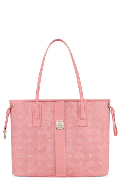 Mcm Small Liz Reversible Tote Bag In Blossom Pink Visetos