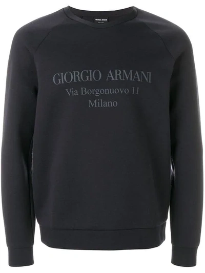 Giorgio Armani Logo Detail Sweatshirt In Blue