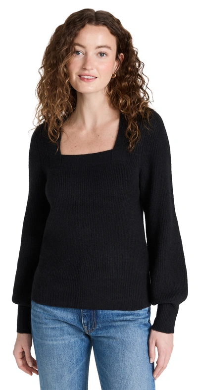 Madewell Melwood Square Neck Pullover Sweater In True Black