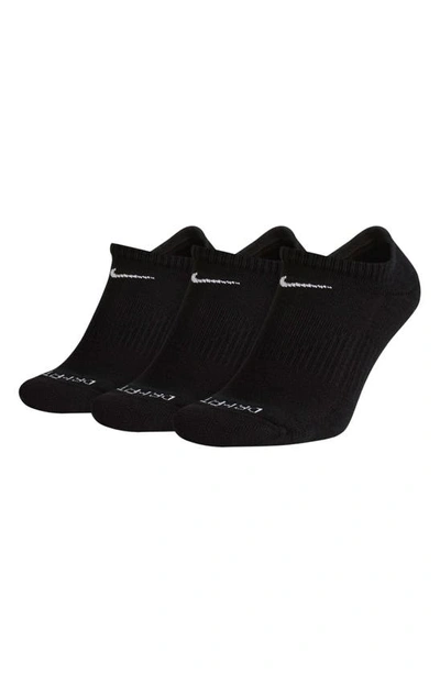 Nike Dri-fit Half-cushion No-show Socks 3-pack In Black/white