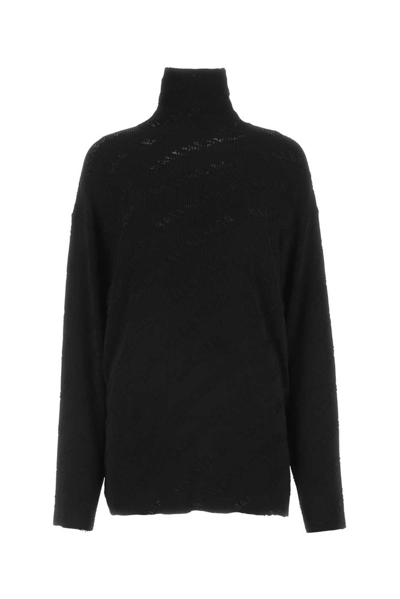 Balenciaga Turtleneck Knitted Jumper In Black