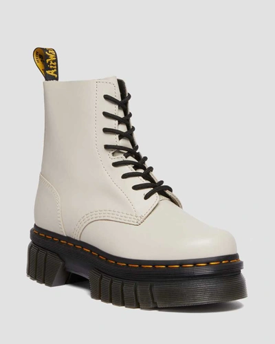 Dr. Martens Audrick Cobblestone Leather Platform Lace Up Boots In Grey