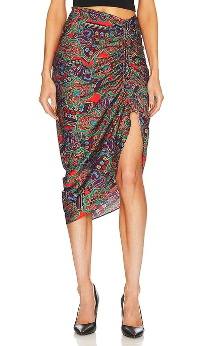 Veronica Beard Ari Floral-paisley Skirt In Claret