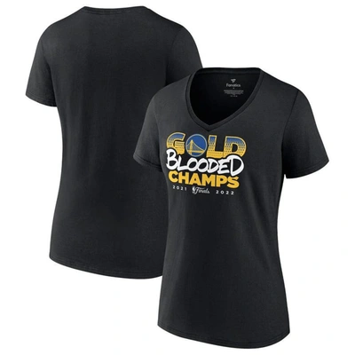 Fanatics Branded Black Golden State Warriors 2022 Nba Finals Champions Gold Blooded V-neck T-shirt