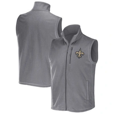 Nfl X Darius Rucker Collection By Fanatics Gray New Orleans Saints Polar Fleece Full-zip Vest