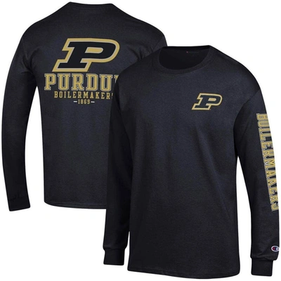 Champion Black Purdue Boilermakers Team Stack Long Sleeve T-shirt