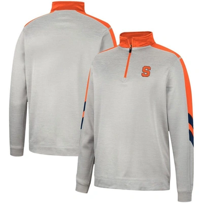 Colosseum Men's  Gray And Orange Syracuse Orange Bushwood Fleece Quarter-zip Jacket In Gray,orange
