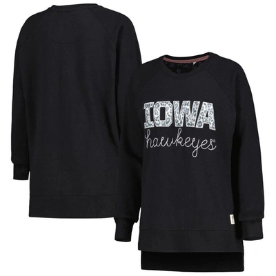 Pressbox Black Iowa Hawkeyes Steamboat Animal Print Raglan Pullover Sweatshirt