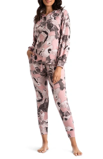 Midnight Bakery Juno Butterfly Hooded Top & Joggers Lounge Set In Pink