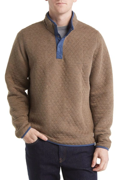 Marine Layer Corbet Reversible Quilted Pullover In Taupe/ Navy