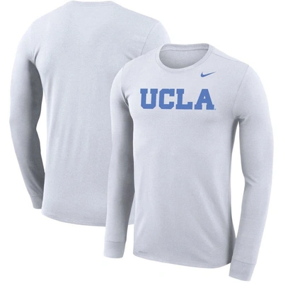Nike White Ucla Bruins School Wordmark Logo Performance Legend Long Sleeve T-shirt