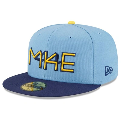 New Era Men's  Powder Blue Milwaukee Brewers City Connect 59fifty Fitted Hat In Light Blue
