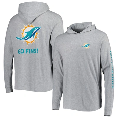 Vineyard Vines Heathered Grey Miami Dolphins Local Long Sleeve Hoodie T-shirt In Heather Grey