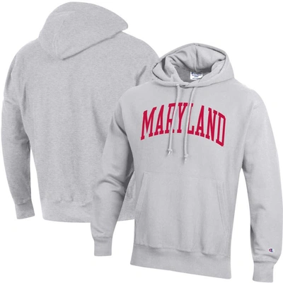 Champion Heathered Gray Maryland Terrapins Team Arch Reverse Weave Pullover Hoodie In Heather Gray