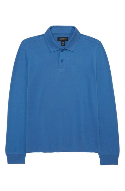 Nordstrom Kids' Long Sleeve Polo In Blue Calm