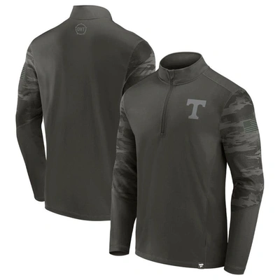 Fanatics Branded Black Tennessee Volunteers Oht Military Appreciation Guardian Quarter-zip Top In Charcoal