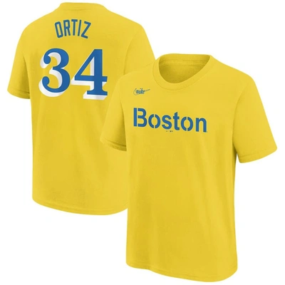 Nike Kids' Youth  David Ortiz Gold Boston Red Sox Name & Number T-shirt