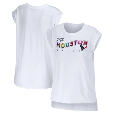 Wear By Erin Andrews White Houston Texans Greetings From Muscle T-shirt