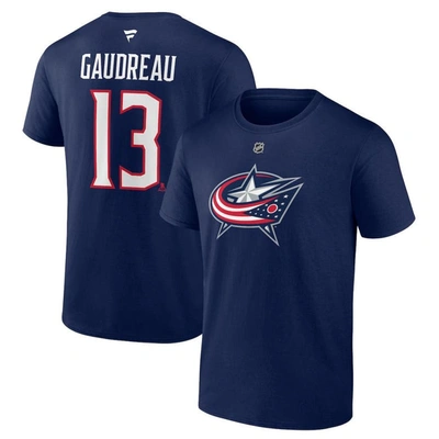 Fanatics Branded Johnny Gaudreau Navy Columbus Blue Jackets Authentic Stack Name & Number T-shirt