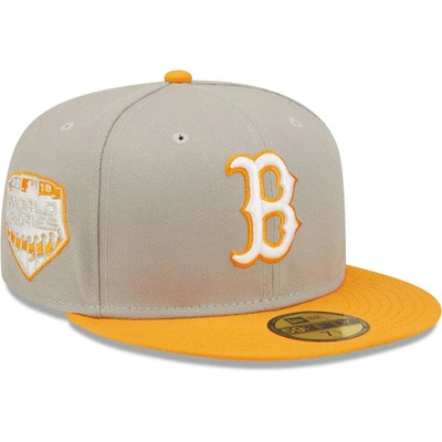 New Era Grey/orange Boston Red Sox 2018 World Series Cooperstown Collection Undervisor 59fifty Fitte In Grey,orange