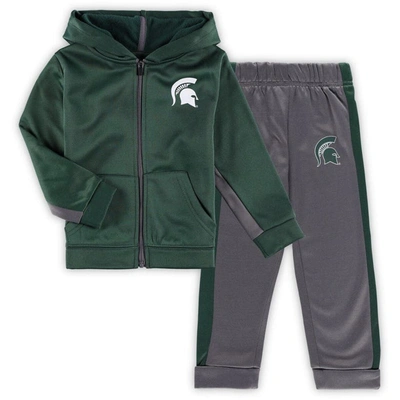 Colosseum Kids' Toddler  Green/gray Michigan State Spartans Shark Full-zip Hoodie Jacket & Trousers Set