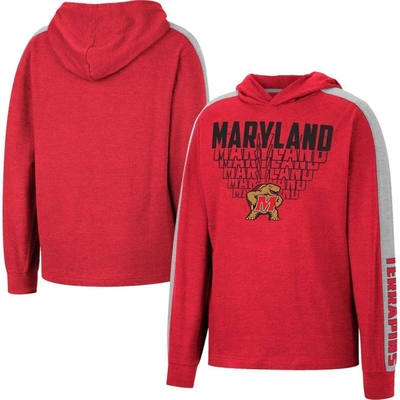 Colosseum Kids' Youth  Heathered Red Maryland Terrapins Wind Changes Raglan Hoodie T-shirt