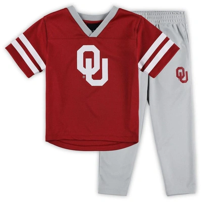 Outerstuff Kids' Preschool Crimson/gray Oklahoma Sooners Red Zone Jersey & Pants Set