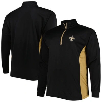 Profile Black/gold New Orleans Saints Big & Tall Quarter-zip Jacket