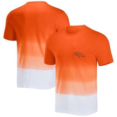Nfl X Darius Rucker Collection By Fanatics Orange/white Denver Broncos Dip Dye Pocket T-shirt