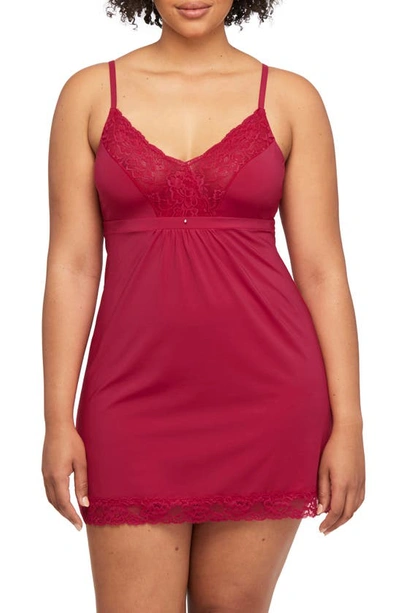 Montelle Intimates Lace Bust Support Chemise In Raspberry