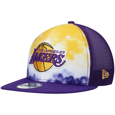 New Era Purple Los Angeles Lakers Hazy Trucker 9fifty Snapback Hat