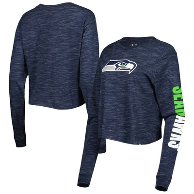 New Era College Navy Seattle Seahawks Crop Long Sleeve T-shirt