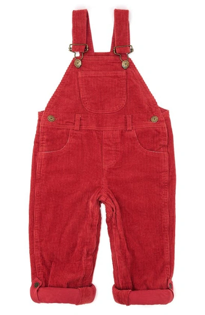 Dotty Dungarees Kids' Cotton Wide Wale Corduroy Overalls In Red