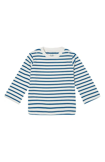 Dotty Dungarees Kids' Breton Stripe Long Sleeve Cotton T-shirt In Blue